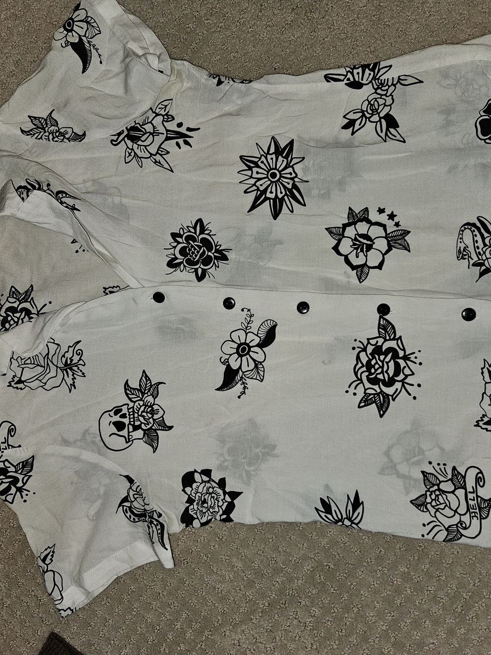 Women's Roses On Your Grave Button-Down